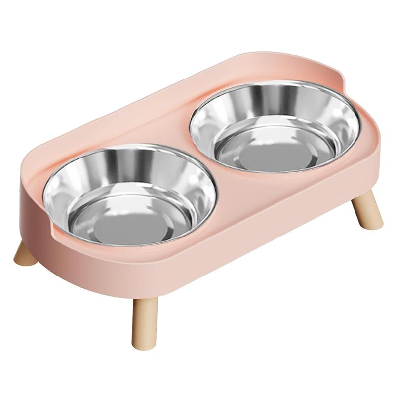 

M-Modern-Splash-Proof Stainless Steel Pet Food Bowls(2 Pack), Elevated Cat Bowl, Raised Cat Food& Water Bowl Set For Indoor Pets вишневый розовый