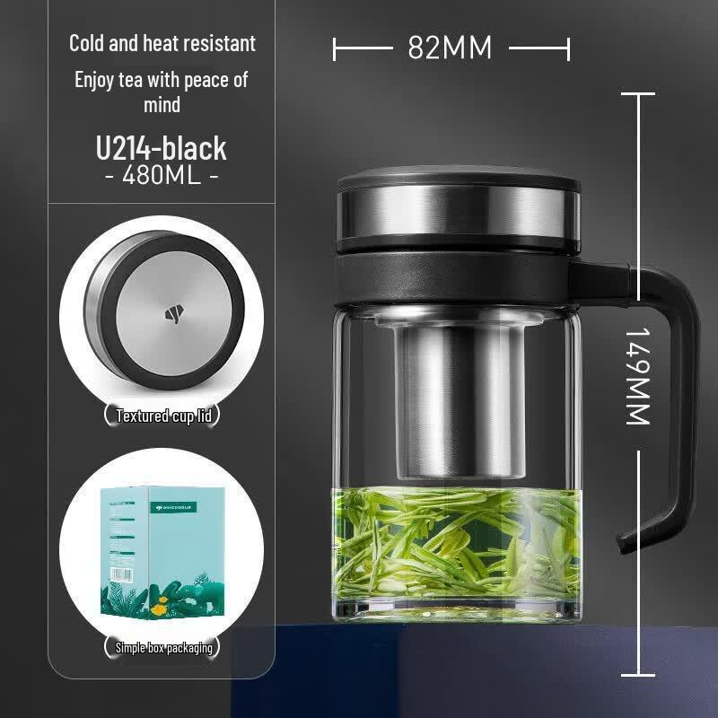 Portable Glass Tea Infuser Mug with Handle