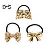 3/4Pcs Hair Rope Golden Metal Decor Hair Tie Cuff High Elasticity Hair Rope Bands Black Hair Accessories Ponytail Holder