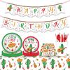 Mexico Fiesta Cactus Theme Party Disposable Tableware Paper Plates Cup Napkins Taco Balloon Mexican Party Favors Decor Supplies