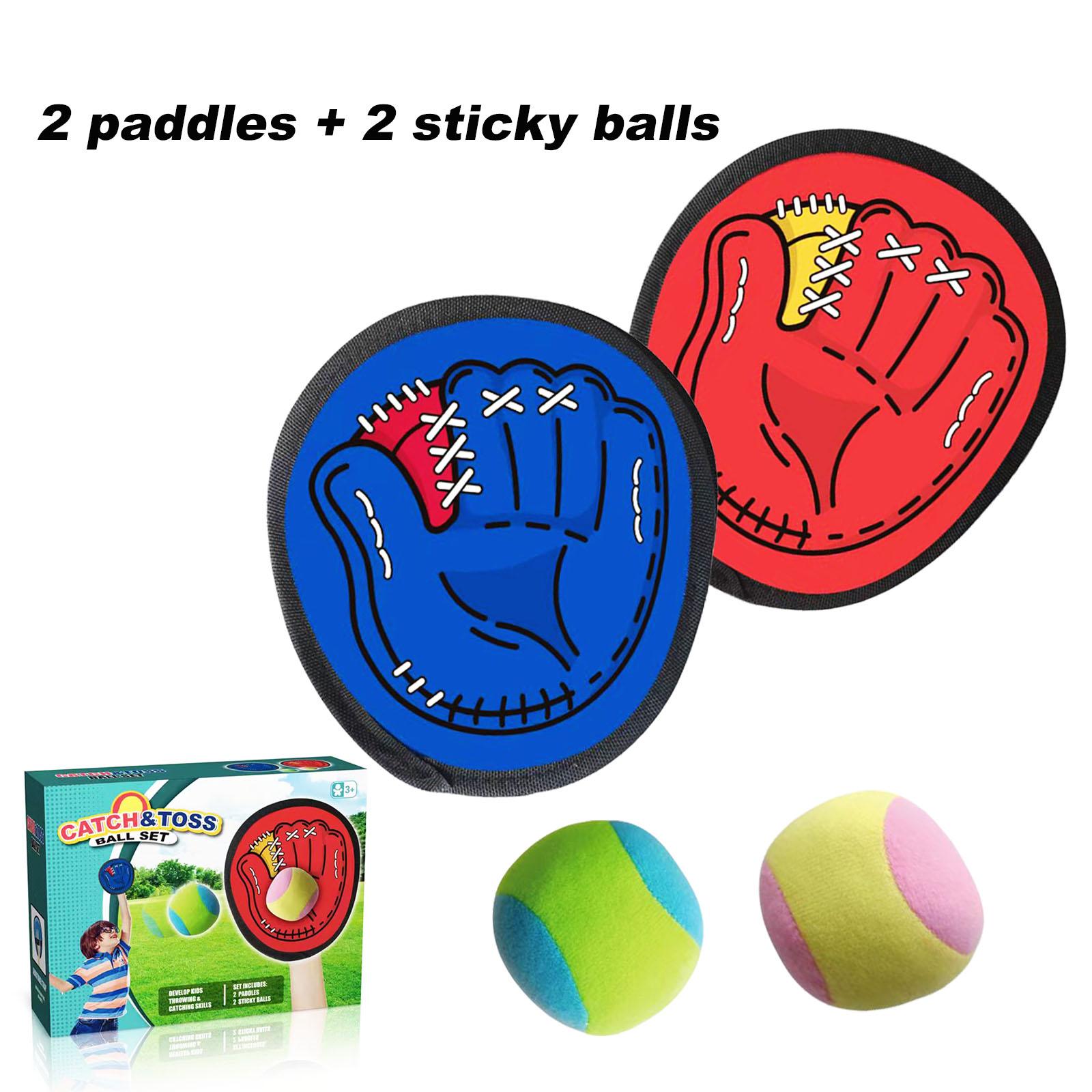 4Set Kids Sucker Sticky Ball Toy Outdoor Sports Catch Ball Game Set Throw And Catch Parent-Child Interactive Outdoor Toys