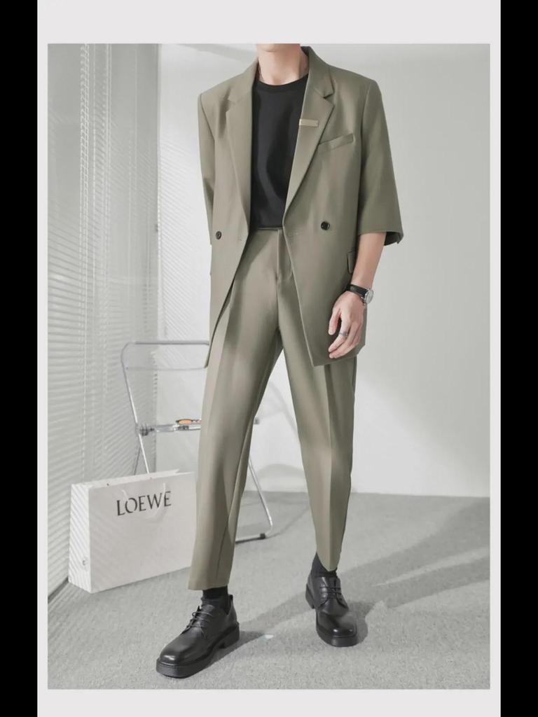 Men's Korean Style Light Casual Short-Sleeved Spring/Summer Suit