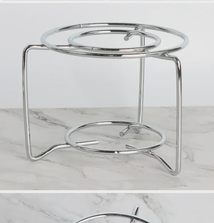 Metal Coffee Pot Stove Rack with Alcohol Lamp – Round Moka Rack for Teapot or Flower Holder