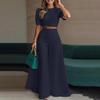 2026 Spring Women's Elegant Two-Piece Set: Short Top and Long Pants