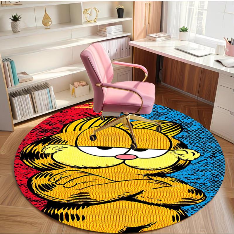 Garfield Print Round Rug, Washable Floor Carpet, For Entryway Dorm Laundry Room Office Study, Home Decor Birthday Christmas Gift