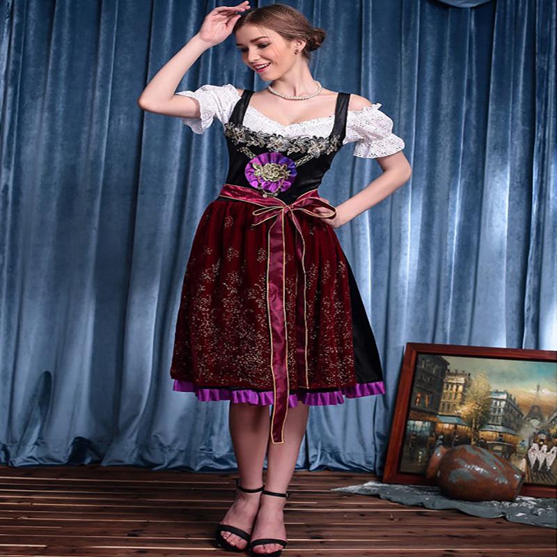 

Dirndl German Traditional Dress Oktoberfest Beer Costume Outfit Bavarian Tag XL=US M