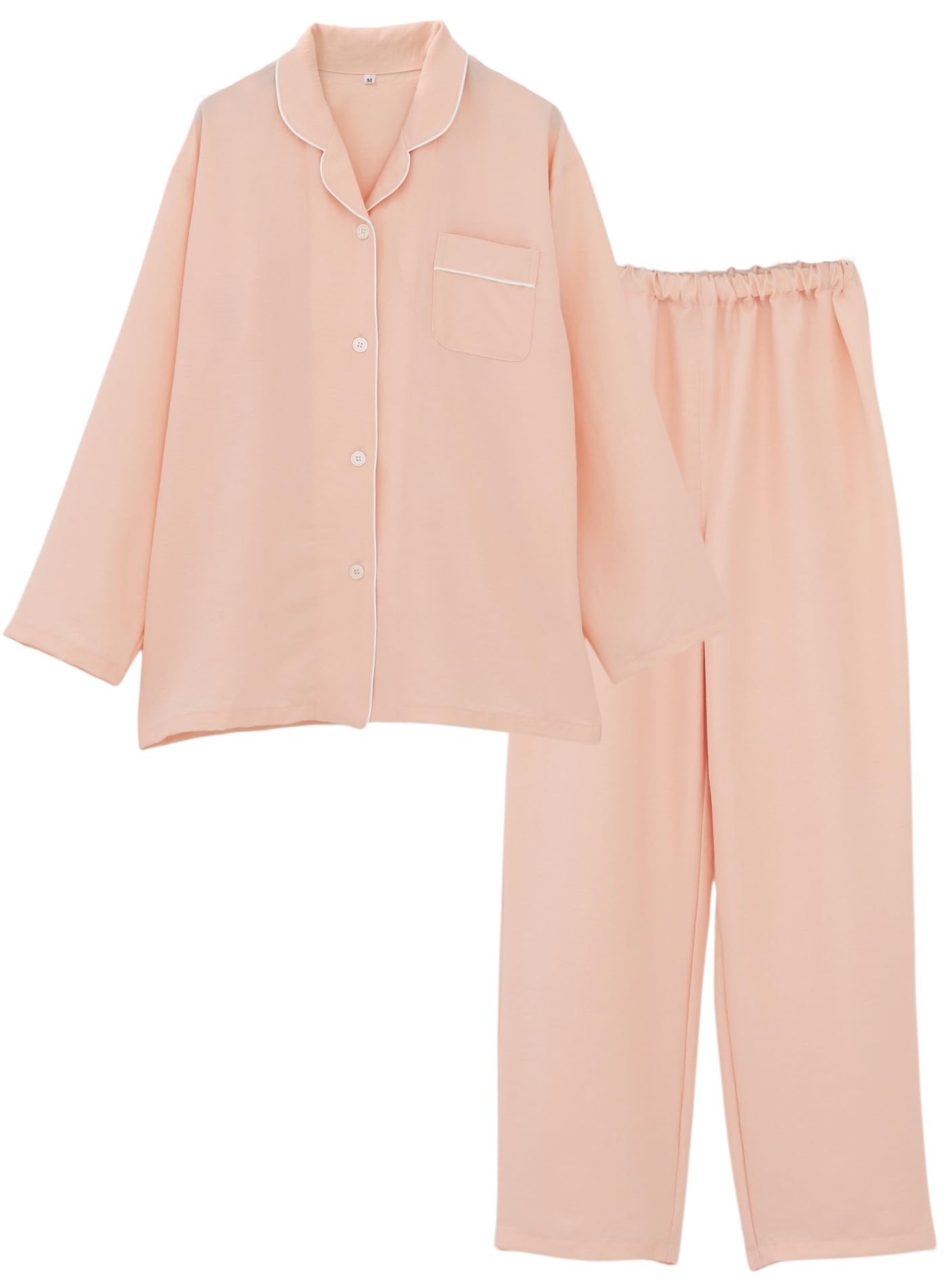 

Kaituck Family Women s Relaxed Pajamas, Loungewear, Soft Korean Style, Muted Color, Open Front, Long Sleeves, Spring/Autumn (M, Salmon)