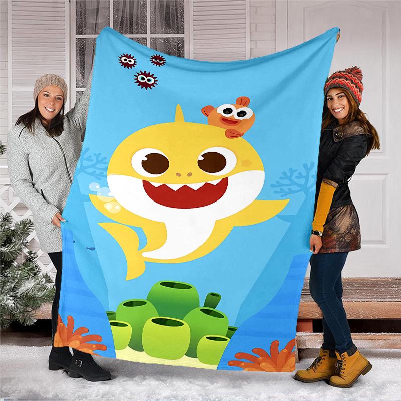 1pc Shark1 Theme Blanket - Digital Print, Polyester, Cozy for All Seasons, Perfect for Outdoor, Camping, and Travel