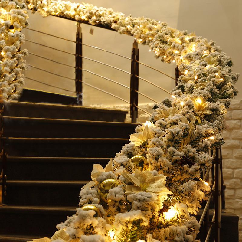 

2,7 метра в длину флокированное ротанговое рождественское украшение ротанговое украшение для дверей бара торгового центра отеля With light золотой