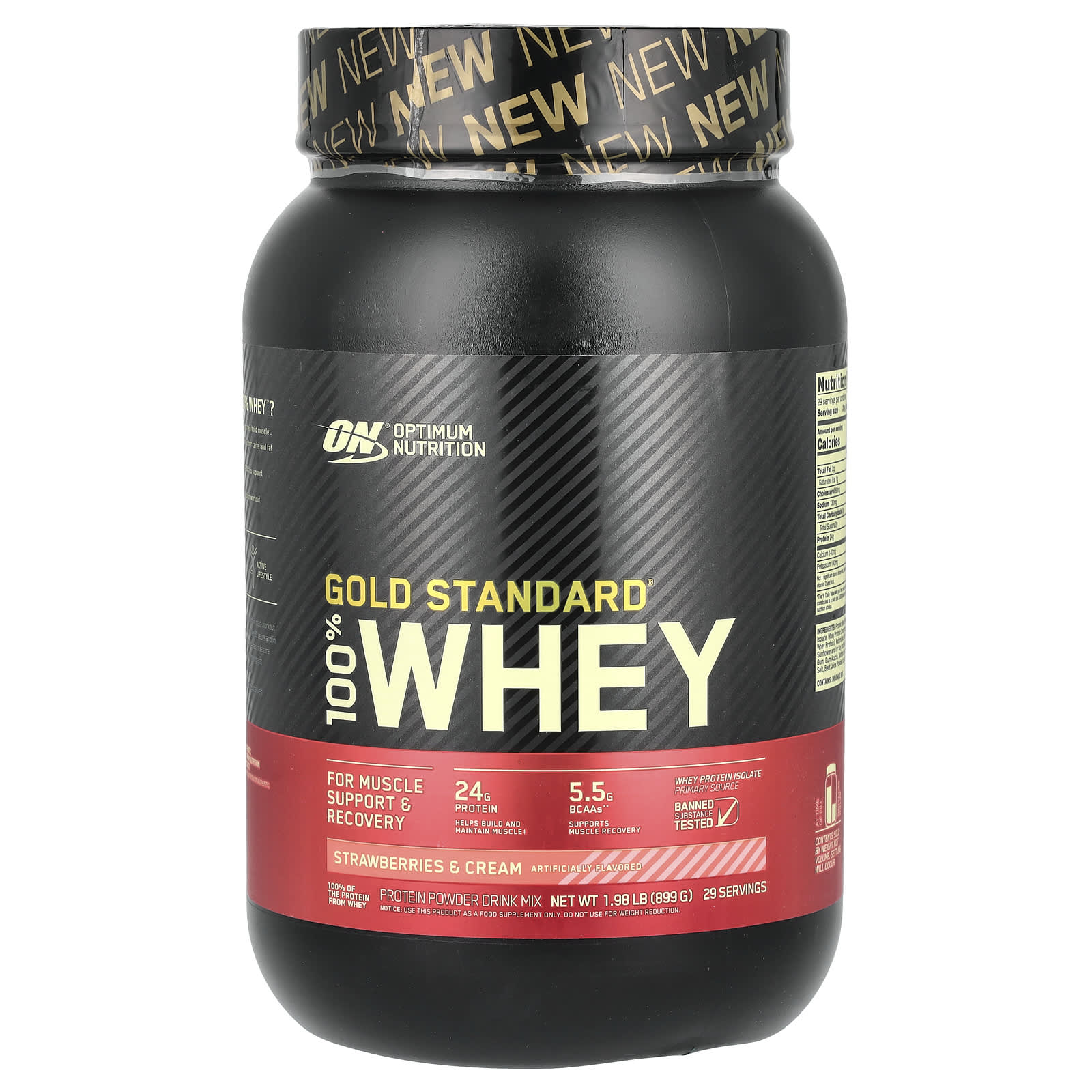 

Optimum Nutrition, Gold Standard 100% Whey, Strawberries & Cream, 1.98 lbs (899 g)