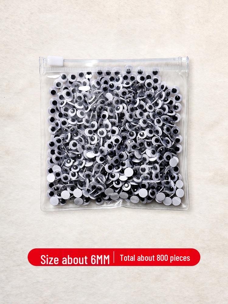 Handmade Self-Adhesive Googly Eyes with Eyelashes - Black, White & Colored Movable Plastic Eyes for DIY Projects