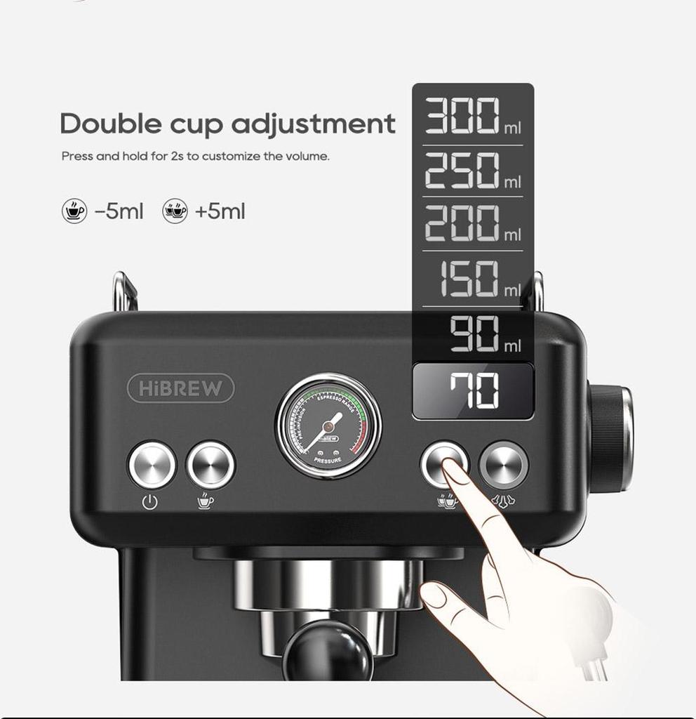 HiBREW H10A Semi Automatic Espresso Coffee Machine, 19Bar Pressure, Milk Frother