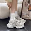 Spring and Summer New Platform Dad Shoes Heightened and Lightweight Casual Sports Shoes Breathable Straps Rich Yellow