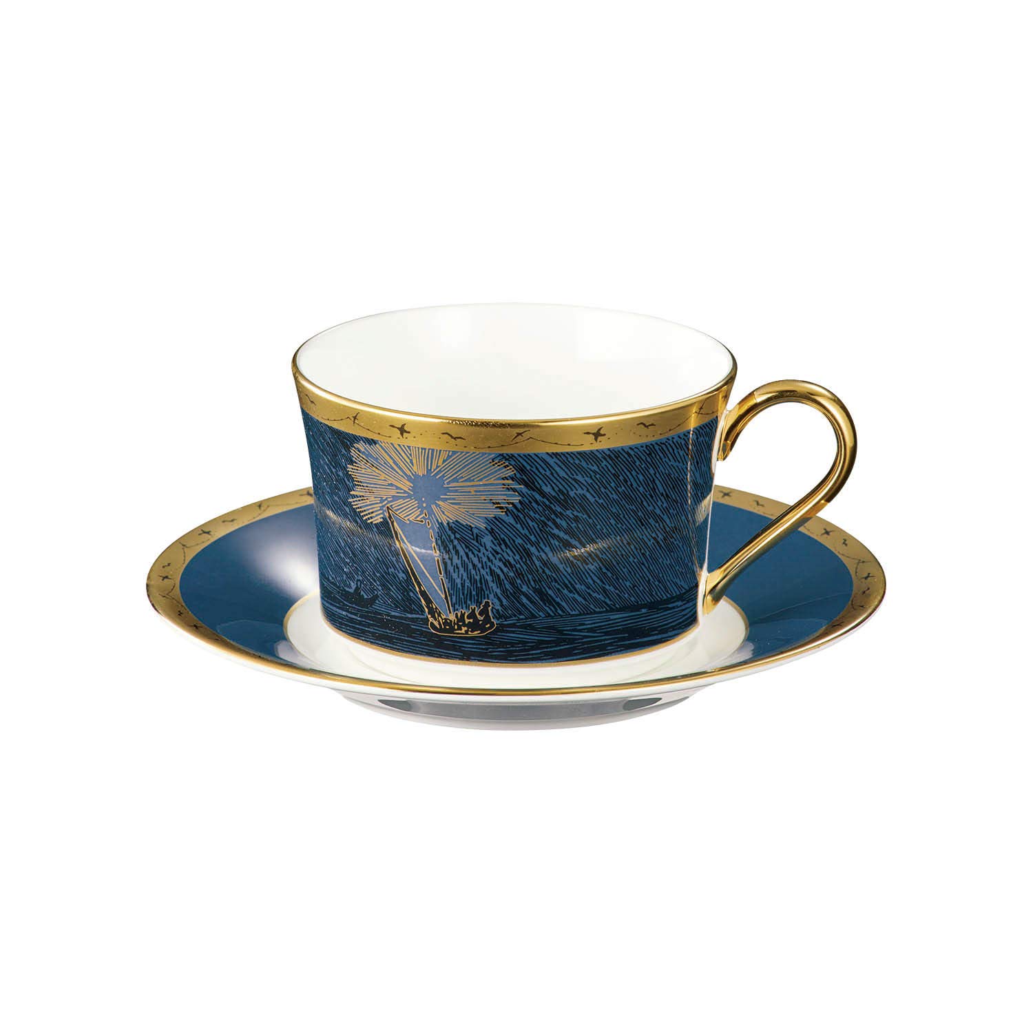 

Чашка и блюдце Noritake (и для кофе, и для чая), 245 см³, Муми-тролль, Муми-папа отправляется в море, Синий костяной фарфор, TG93686/N-091L