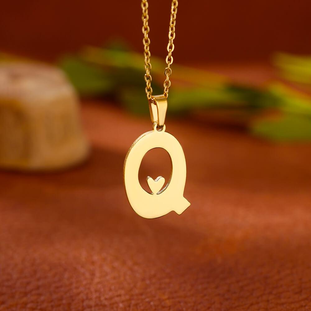 Stainless Steel Heart Initial Letter Necklace for Women Gold Plated Alphabet Pendant Necklaces Vintage Waterproof Jewelry Gifts