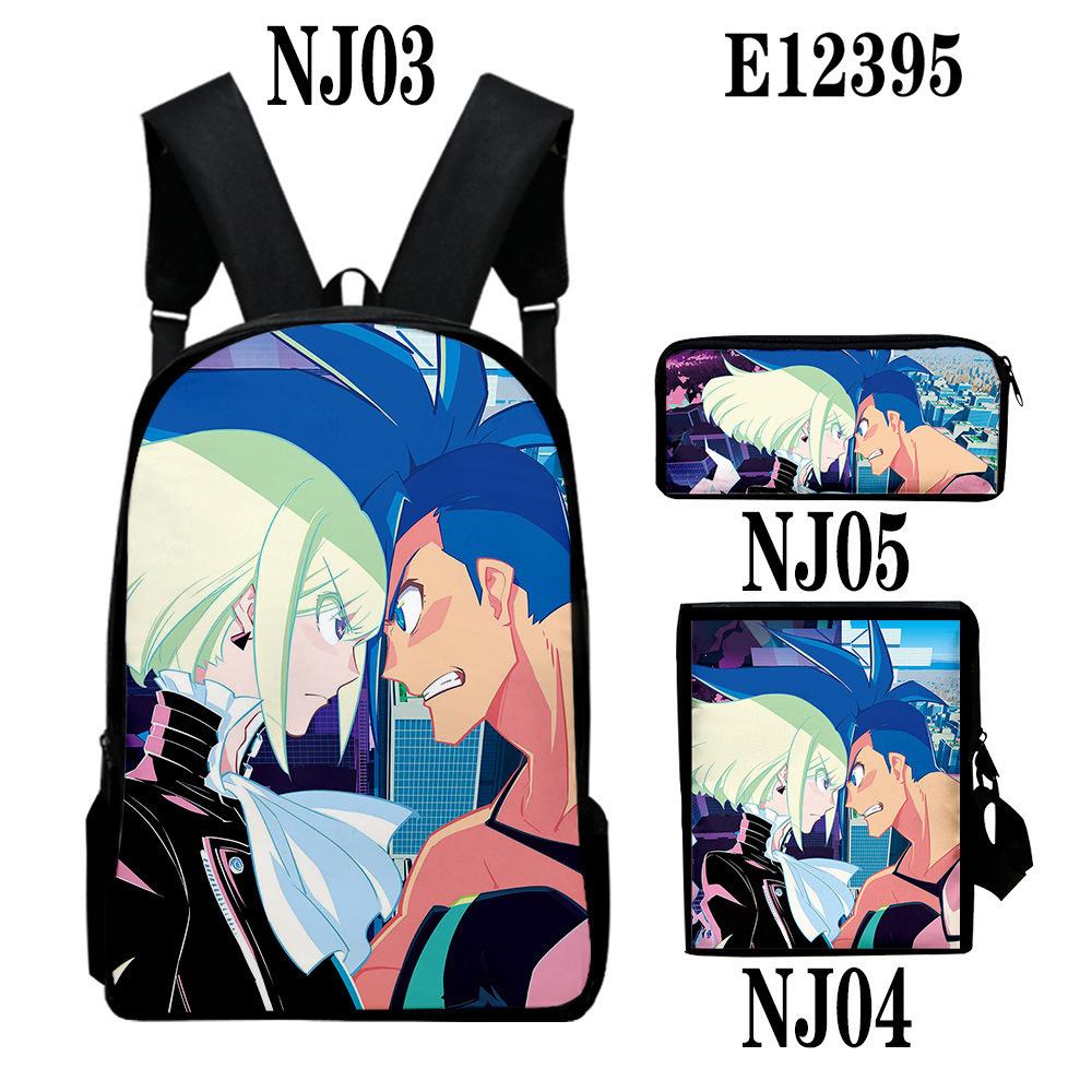 Nouveauté Populaire Particulier PROMARE Impression 3D Set de 3 pièces Cartables pour élèves Sac à dos pour ordinateur portable Sac à dos Sac à bandoulière incliné Trousse