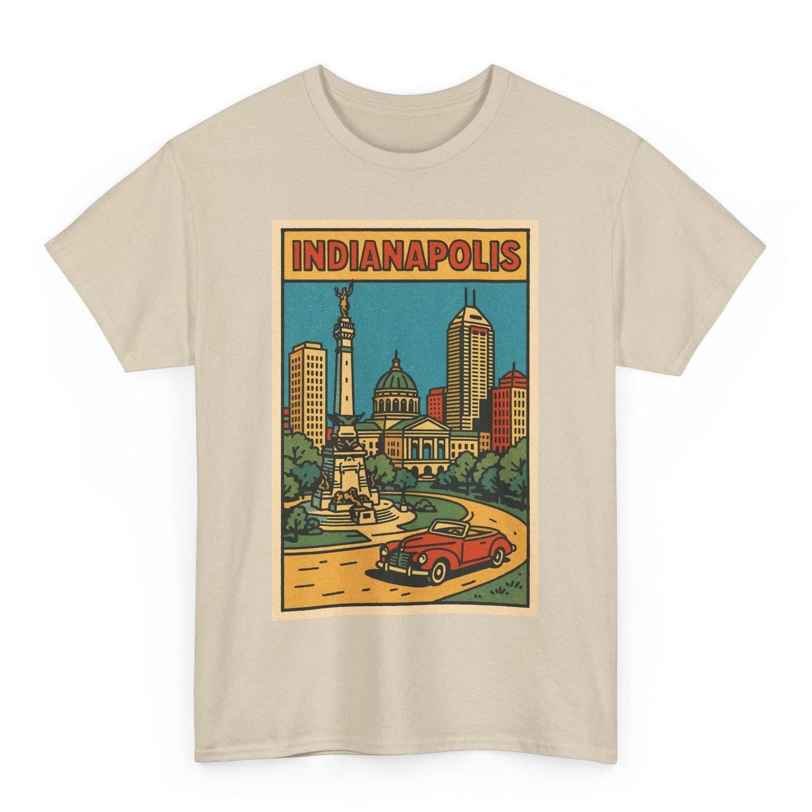 Indianapolis T-Shirt: Retro Comic Indiana City Skyline Tee M