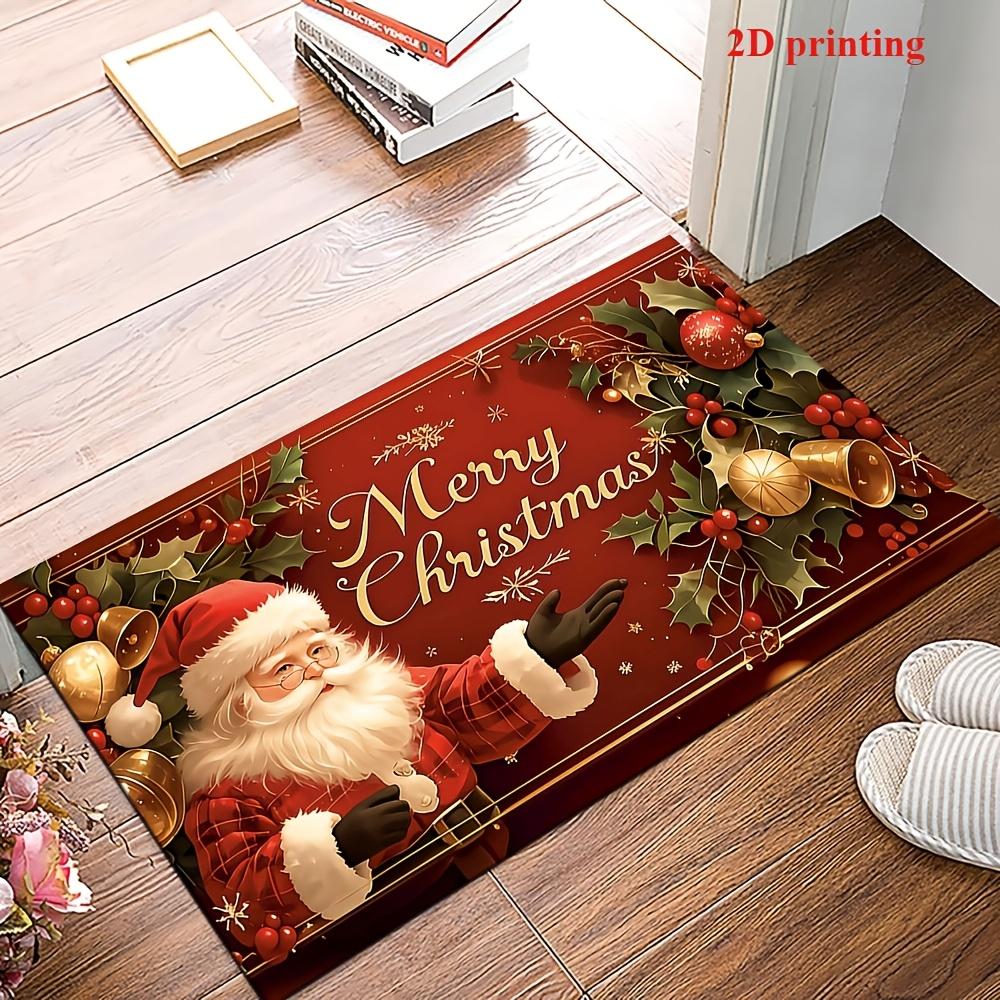 VIKAMA Santa Claus And Christmas Tree Pattern Welcome Carpet Entrance Doormat Living Room Floor Mat Rug For Bedroom Home Decor