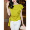 High-end Short Sleeved Blouse for Women Summer Chiffon Satin Top Elegant Stylish Shirt for the Summer