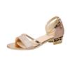 2025 Summer Plus Size Women's Modern Cover Heel Sandals Ankle Buckle Strap Shoes Bling Crystal Low Heel Dress Sandals