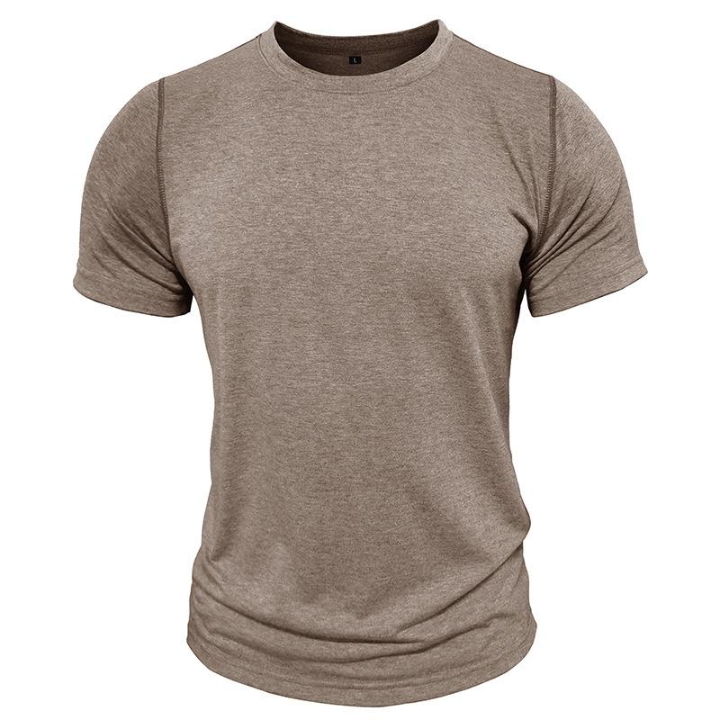 Mens American Style Solid Color Crew Neck Short Sleeve Casual T Shirt