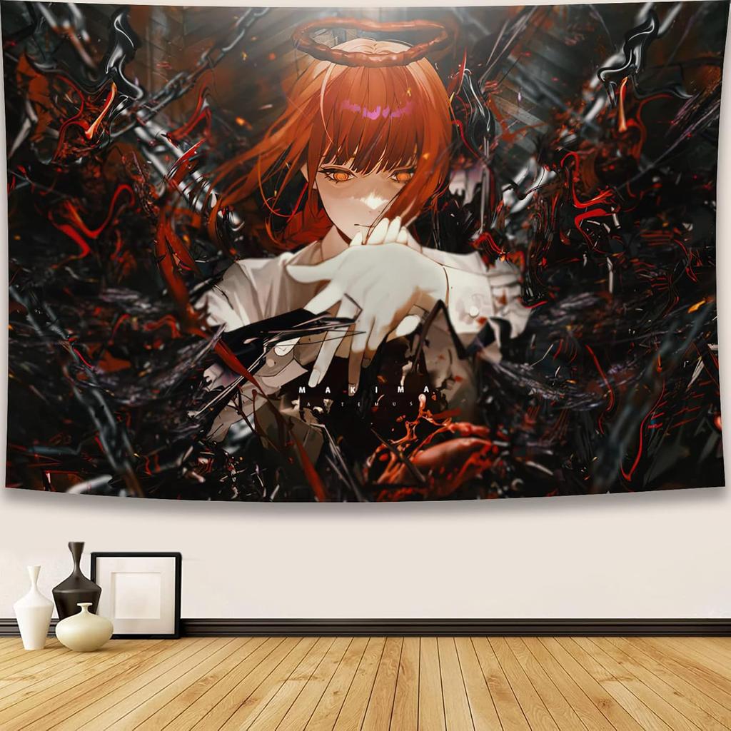 Dark Angel Tapestry RedHaired Fantasy Girl Wall Art Gothic Celestial Decor for Bedroom Gaming Room 40x60 Inches