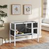 Small Animal Hutch for Dwarf Hamsters, Rabbits, Guinea Pigs, with Accessories, Elevated Design, Wood, Metal, Grey