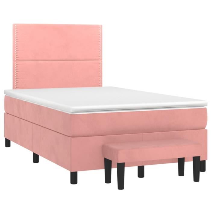 3137778 vidaXL Divan Bed with Mattress Pink 120x200 Cm Velvet
