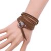 Vintage Minimalist Multi Layer Leather Bracelet Cowhide Embossed Letter Wristband For Men Women