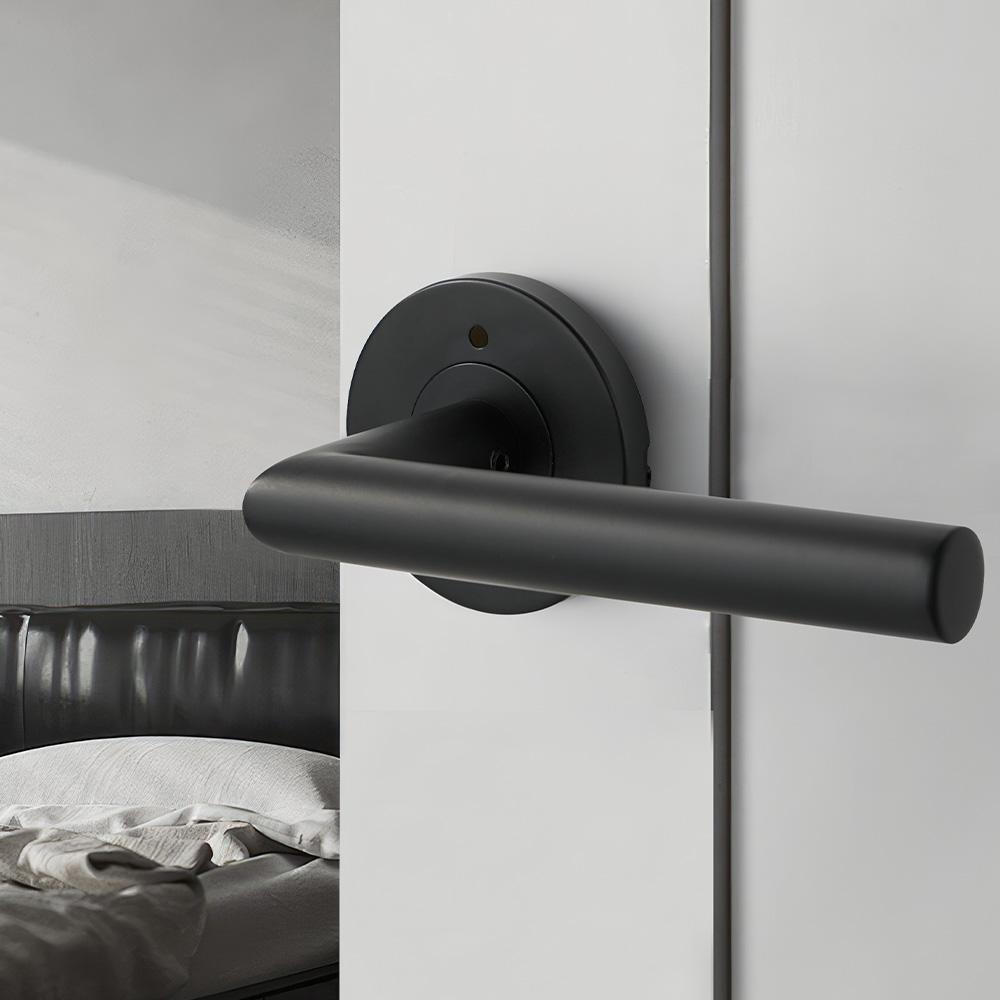 Viladepot Privacy Door Handle Polishing Handle Lever Round Base Bedroom Bathroom Door Lock Reversible