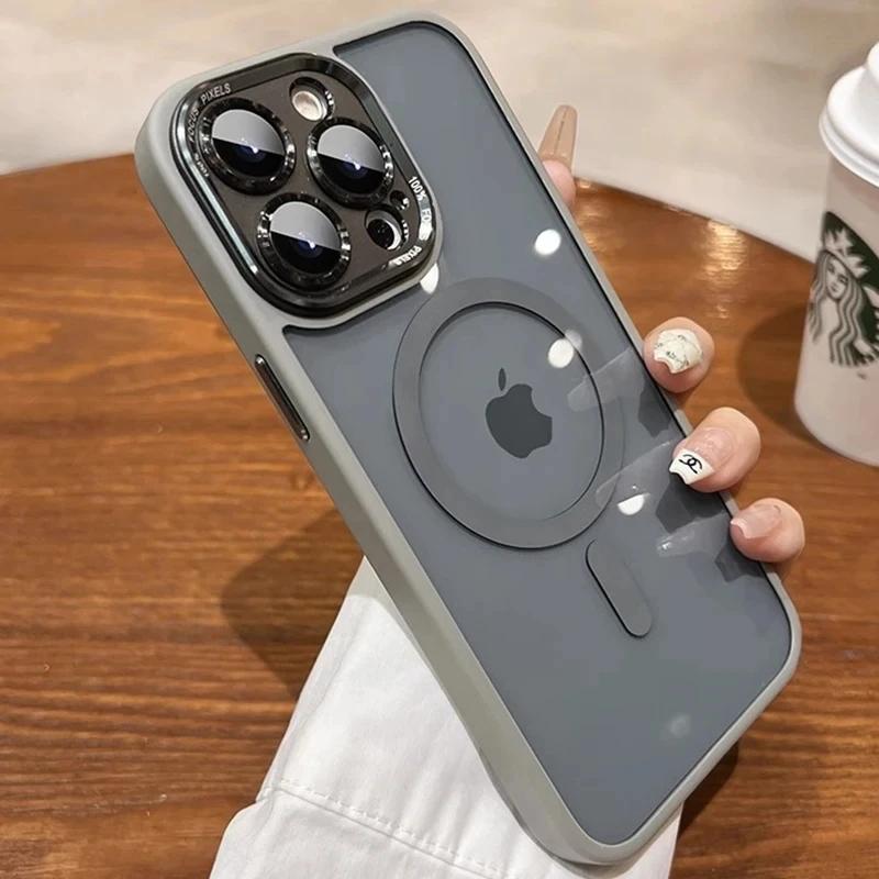 Luxusní transparentní pouzdro na telefon Magsafe pro iPhone 11 12 13 14 15 Pro Max 15 Plus Wireless Charge Hard Back Čirý nárazuvzdorný kryt