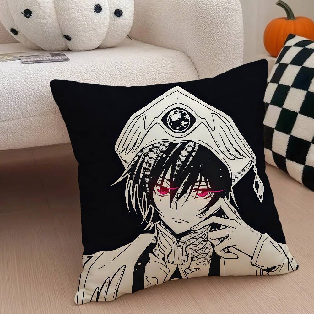 Classic Anime Code Geass Pillow Case Anti-Dustmite Pillowcase Invisible Zipper Silky Short Plush Sofa Cushion Cover