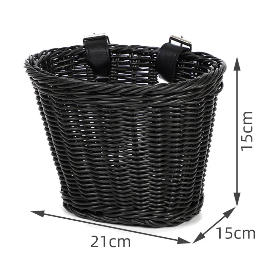 Kids Bike Basket Woven Imitation Rattan Bicycle Handlebar Basket Front Storage Basket for Kids Bike Scooter Toys Snacks Drinks чёрный
