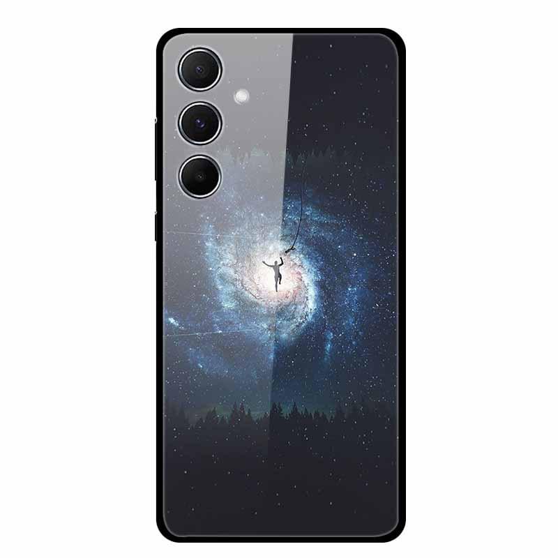 Kreative Landschaftsmalerei Gehärtetes Glas Handyhülle für Samsung A55 5G