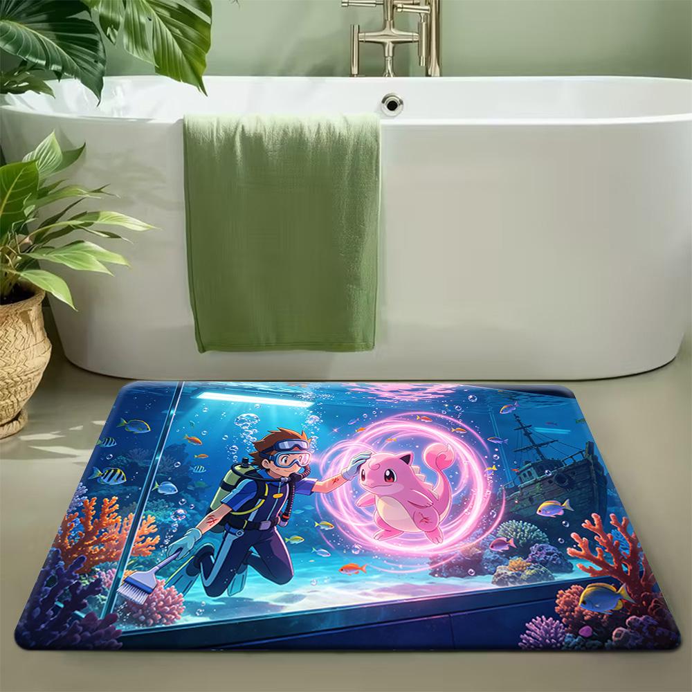 Pokemon Gengar Starry Night Sky Print Non-Slip Doormat, Absorbent Floor Mat for Home Decor