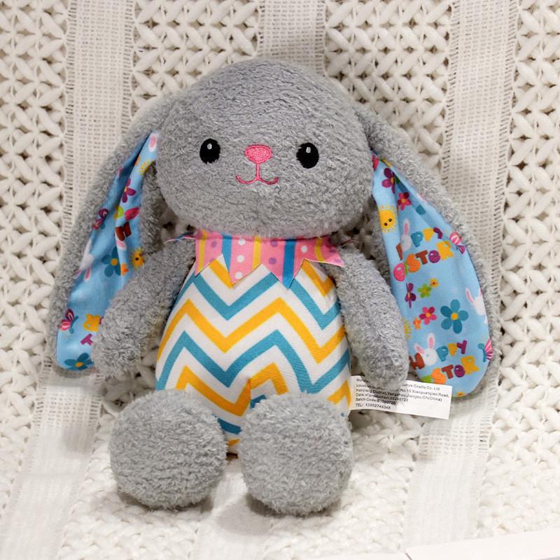 Striped Easter Rabbit Plush Toy Animal Stuffed Doll Decoration Kids Gift 30cm
