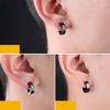 2pieces Punk Titanium Steel Ear Clip Earrings For Men Women Print Pattern Black No Pierced Fake Ear Circle New Pop Jewelry
