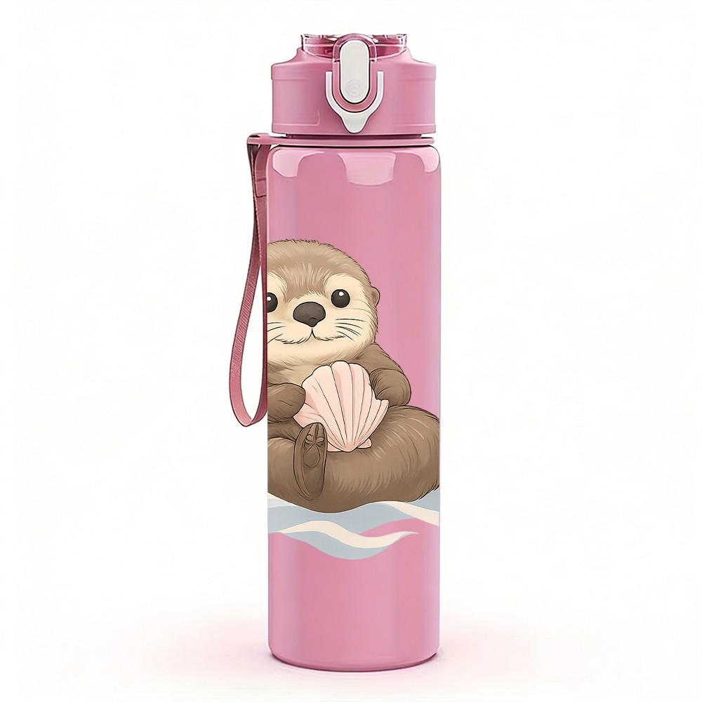 1PC Lazy Sloth Cartoon 750ml Color Plastic Sports Water Bottle Leakproof Flip Straw Lid Suitable for Sports Office Home Use