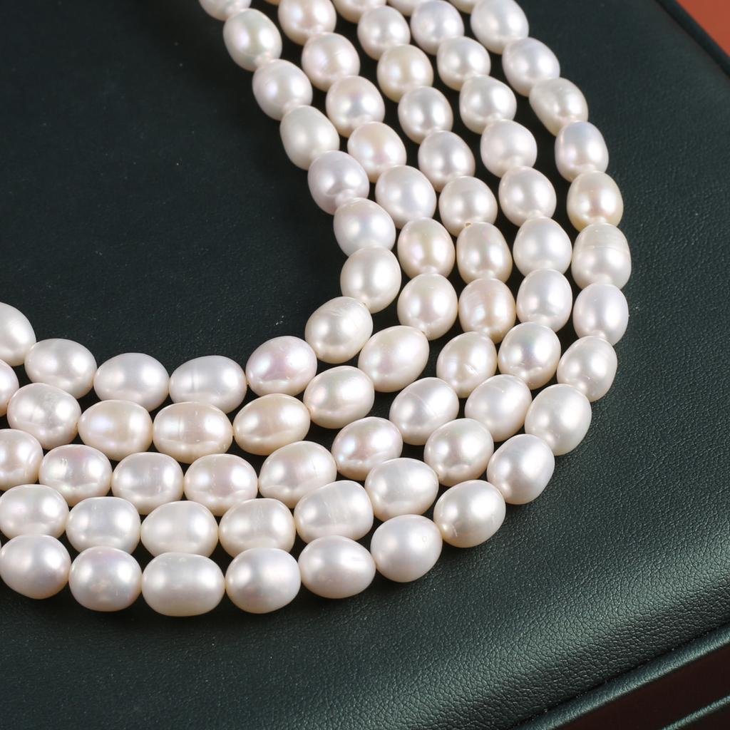 1String, White Natural Freshwater Pearl, Handmade Rice Pearl Beads, 8-9mm, for DIY Necklaces Bracelets Supplies, Women Crafts 36cm