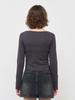 GENERALIDEA Heart Neck Shirred Long Sleeve Tee [Charcoal] / Wbe1L01506