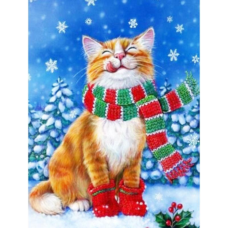 5D DIY Diamond Painting Naughty Cute Cat Diamond Embroidery Cross Stitch Kit Full Rhinestone Mosaic Home Decor