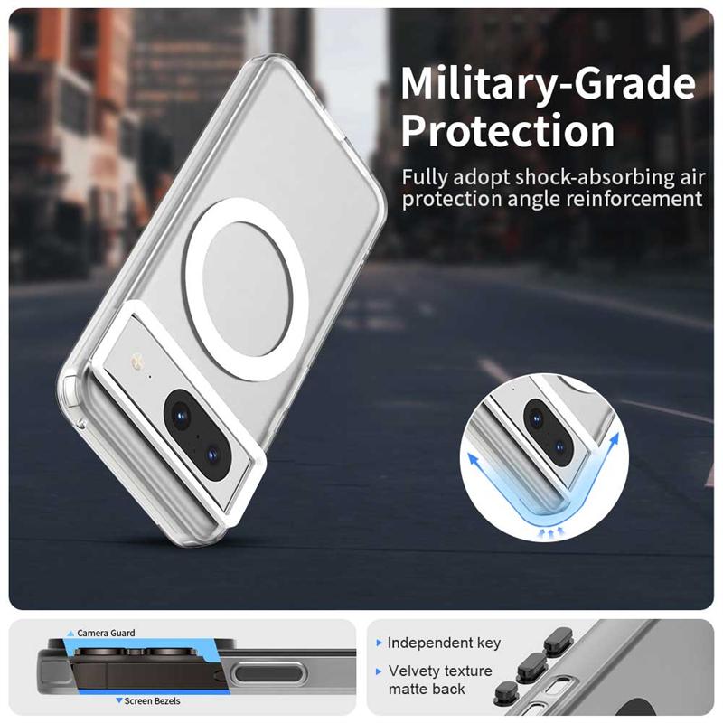 Für Google Pixel 8 Hülle Abdeckung Google Pixel 8 Capas Bumper Ringförmig Magnetisch Matt Klar Kabelloses Laden Fundas Google Pixel 8