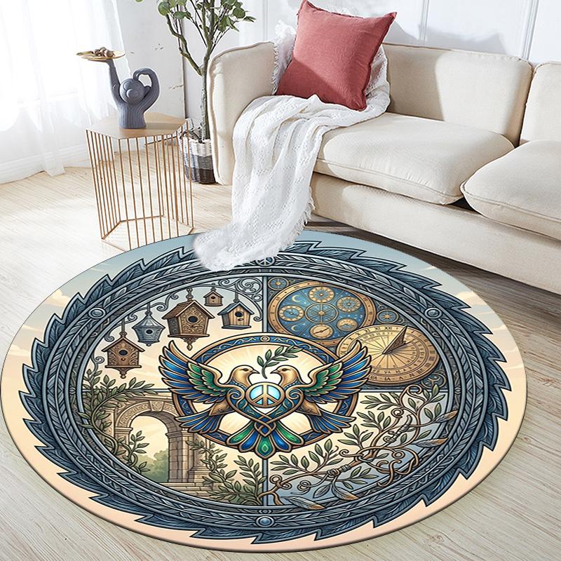 Peaceful Time Birds Round Area Rug Under Office Chairs Bedroom Living Room Home Decor