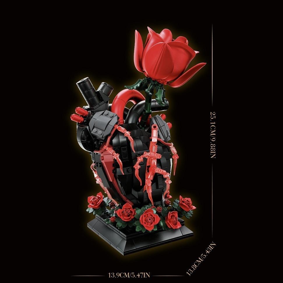 Gothic Style Crescent Moon Skull Hand Rose Hourglass Building Blocks Assembly Model Ornament Creative Valentine's Day Xmas Gift