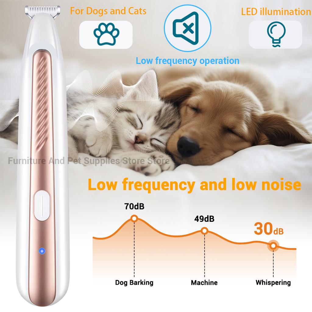 New LED lighting pet paw hair trimmer cat and dog ear/eye area/privacy hair electric trimmer pet paw trimmer pet beauty trimmer