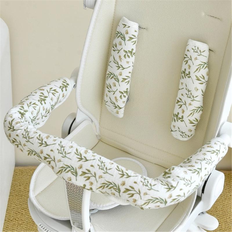 Soft Breathable Cotton Baby Strollers Accessories Set Easy To Install Baby Strollers Handle Cover Set for Safety & Comfort