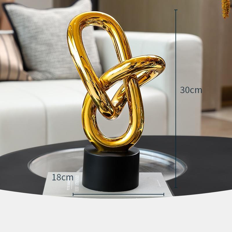 Harzhandwerk Goldene Ringe Ketten Geometrisch gewickelte Skulptur Hohlplastiken Dekorative Figuren Heimdekorationszubehör