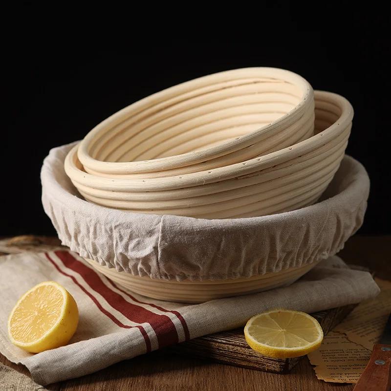 Food-Grade Plastic Bread Proofing Baskets - Handwoven European Style Round & Oval Molds with Lids, Artisan Baking Non-Stick Set