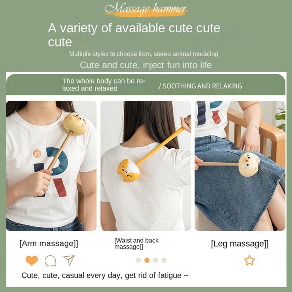 Cartoon Cat Knock Massage Tool Elastic Cute Doll Muscle Massage Stick Neck and Shoulder Soft Massage Percussion Massager Hammer