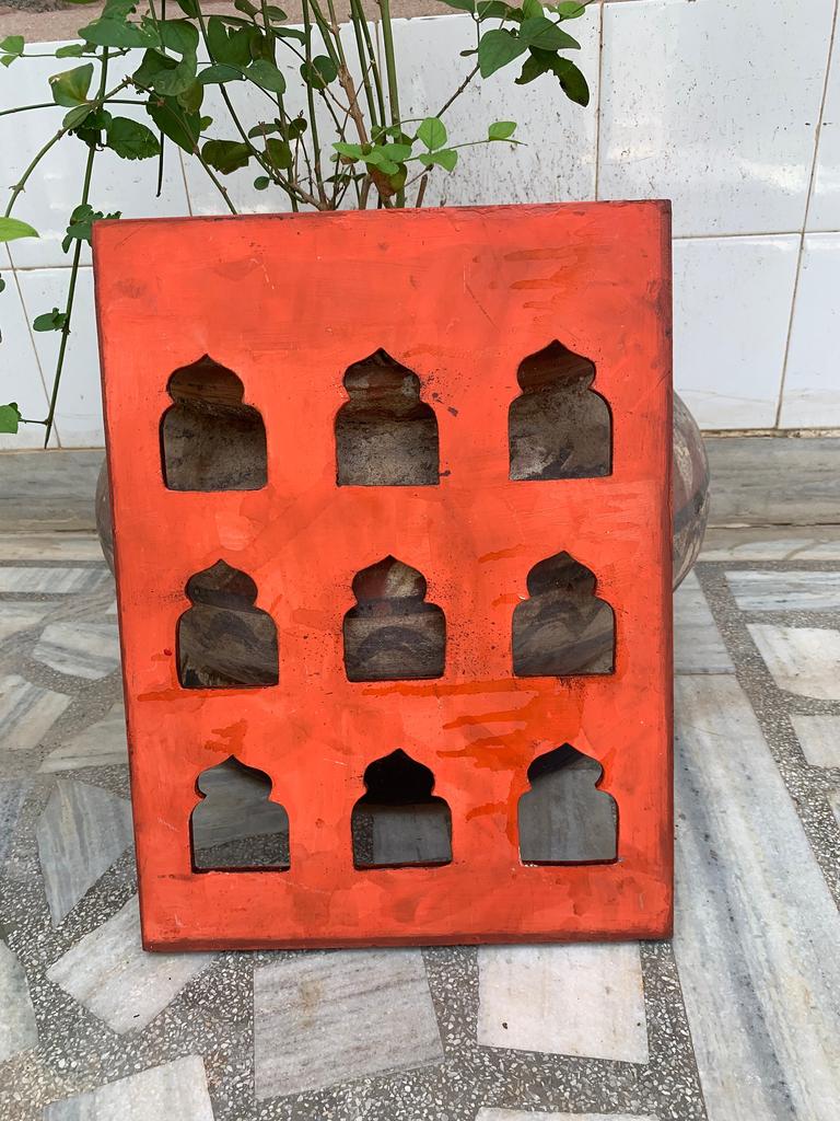 Hand Painted Wooden Jharokha Frame: Antique Indian Wall Decor